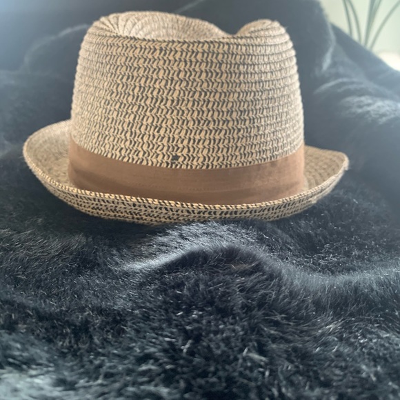 🍩3 for$30🍩 Polyester Paper Hat with camel accent - Picture 3 of 3